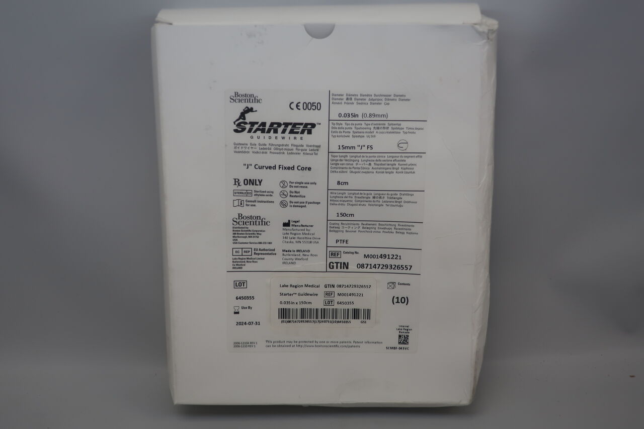 49122 - BOSTON SCIENTIFIC - Starter PTFE Coated J Tip Guidewire, 150 cm Length, () - ( Expiry Date: 2023-06-30 )