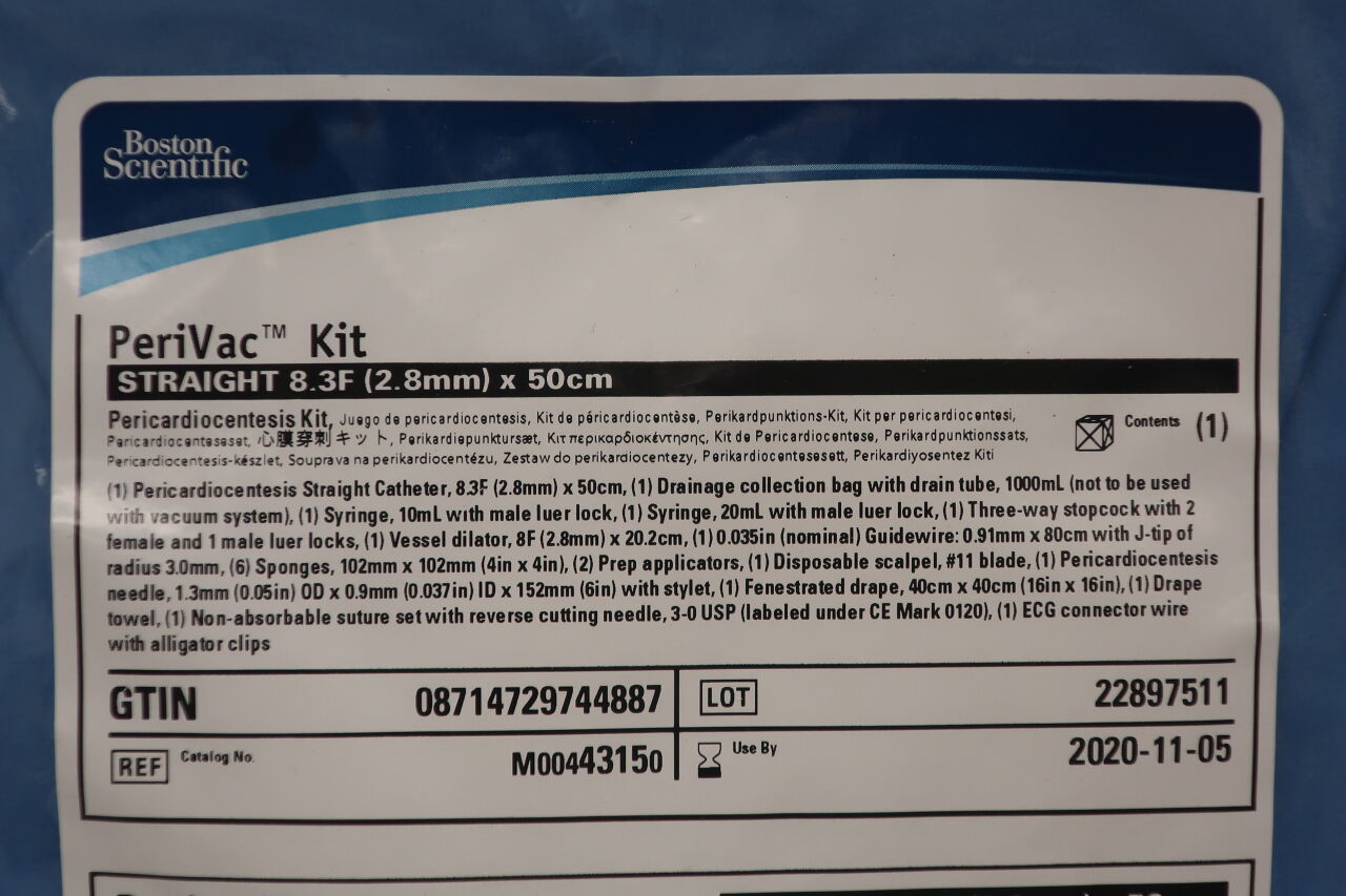 4315 - BOSTON SCIENTIFIC - PeriVac Kit Straight 8.3F/2.8mm x 50cm , (EA) - ( Expiry Date: 2022-07-15 )