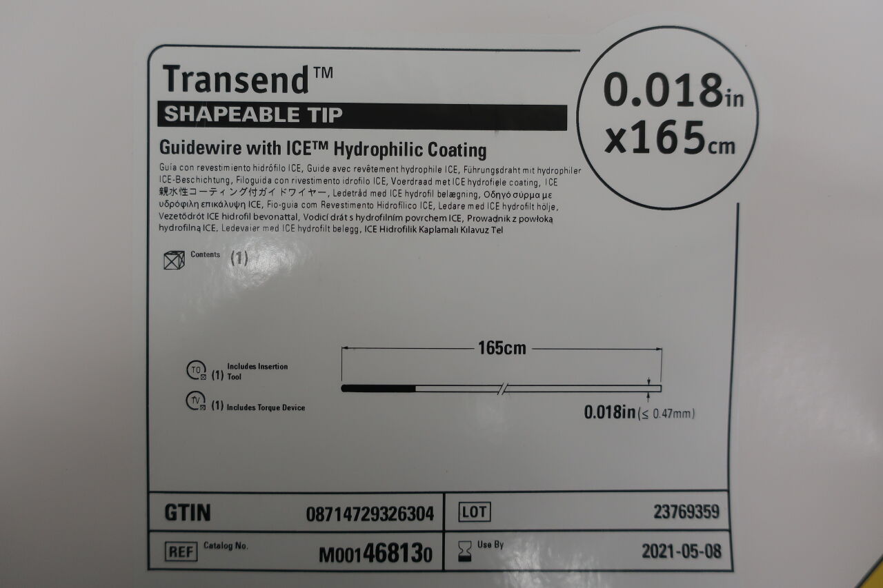 46813 - BOSTON SCIENTIFIC - Transend Shareable Tip Guidewire w/ Ice Hydrophilic Coating 0.018 in x 165 cm, (EA) - ( Expiry Date: 2023-03-25 )