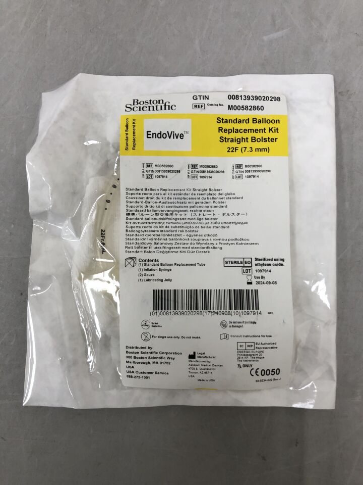 8286 - BOSTON SCIENTIFIC - EndoVive Standard Balloon Replacement Kit - Straight Bolster - 22Fr, (EA) - ( Expiry Date: 2022-07-23 )
