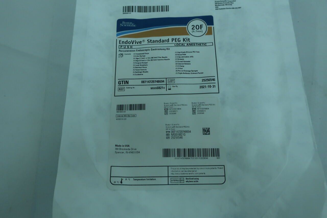 6821 - BOSTON SCIENTIFIC - EndoVive Standard Percutaneous Endoscopic Gastrostomy (PEG) Kit, 20 Fr Size, Push, (EA) - ( Expiry Date: 2022-10-17 )