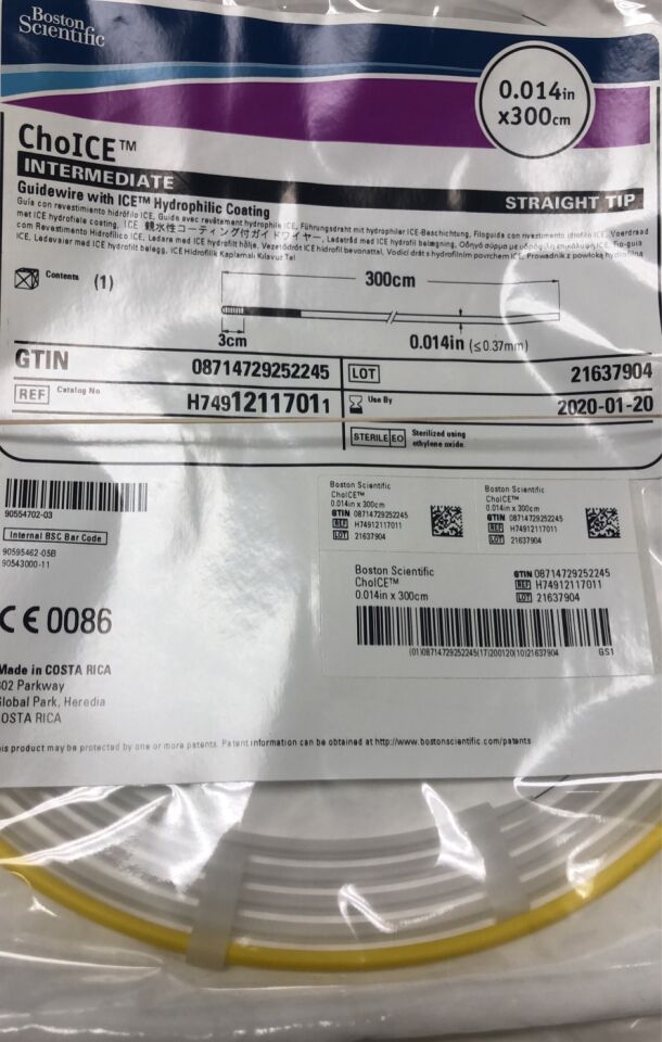 1211701 - BOSTON SCIENTIFIC - ChoICE Guidewire - ICE Hydrophilic Coating - Intermediate, Straight Tip - .014" x 300cm, (EA) - ( Expiry Date: 2020-01-20 )