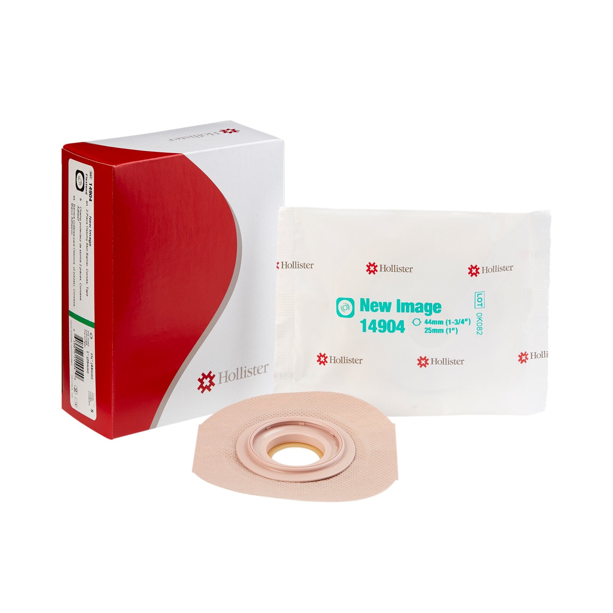 485633 - Flextend - Ostomy Barrier FlexTend Precut, Extended Wear Adhesive Tape 44 mm Flange Green Code System Hydrocolloid 1 Inch Opening 14904 Box of 5, (BX)