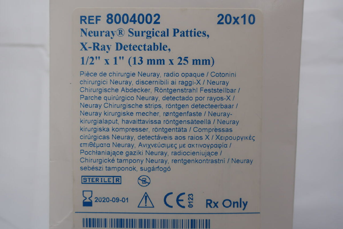 8004002 - MEDTRONIC - Neuray Surgical Patties 1/2" x 1" (10/PK), (BX/20)