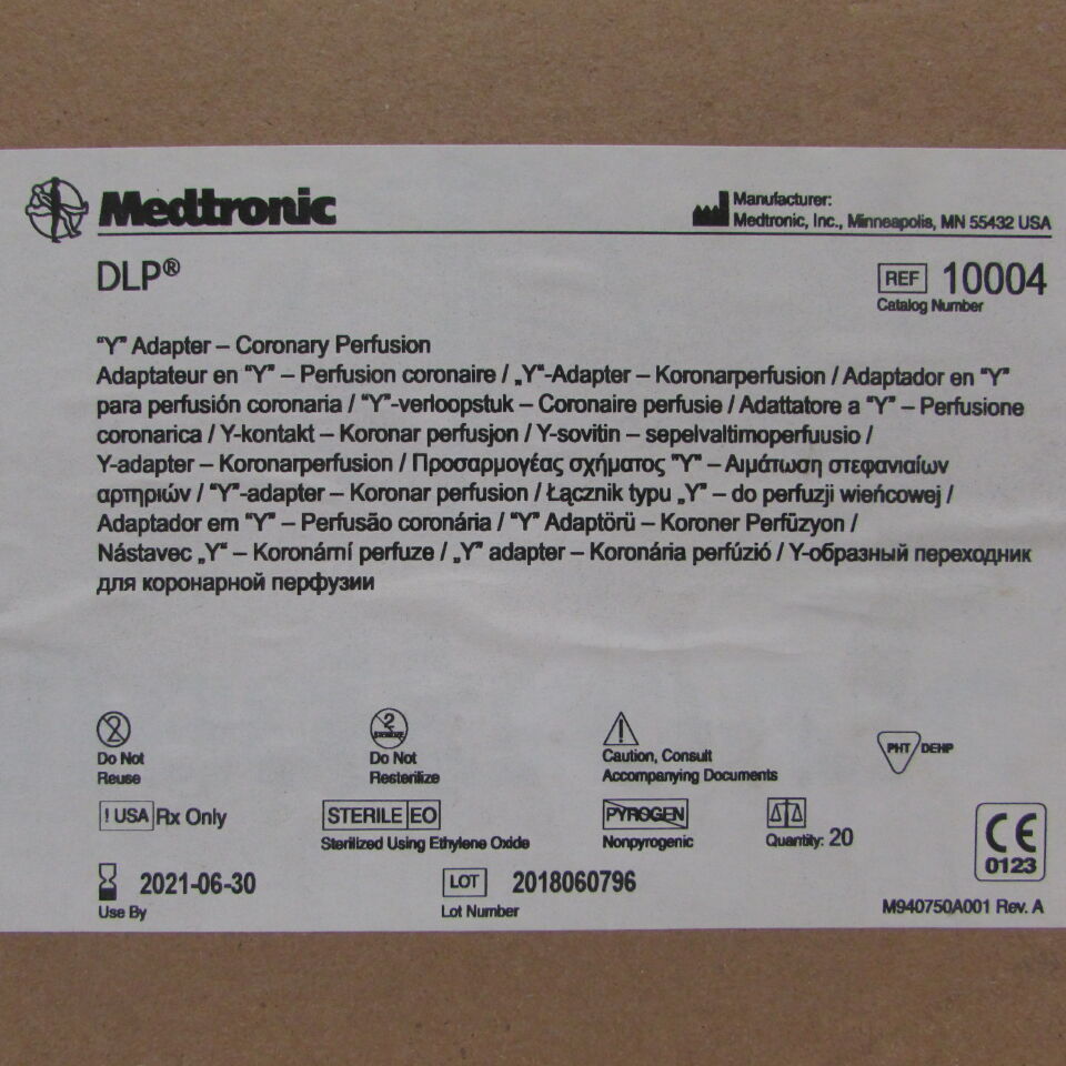 10004 - MEDTRONIC - DLP Y-Adapter Coronary Perfusion, (BX/20) - ( Expiry Date: 2021-06-30 )