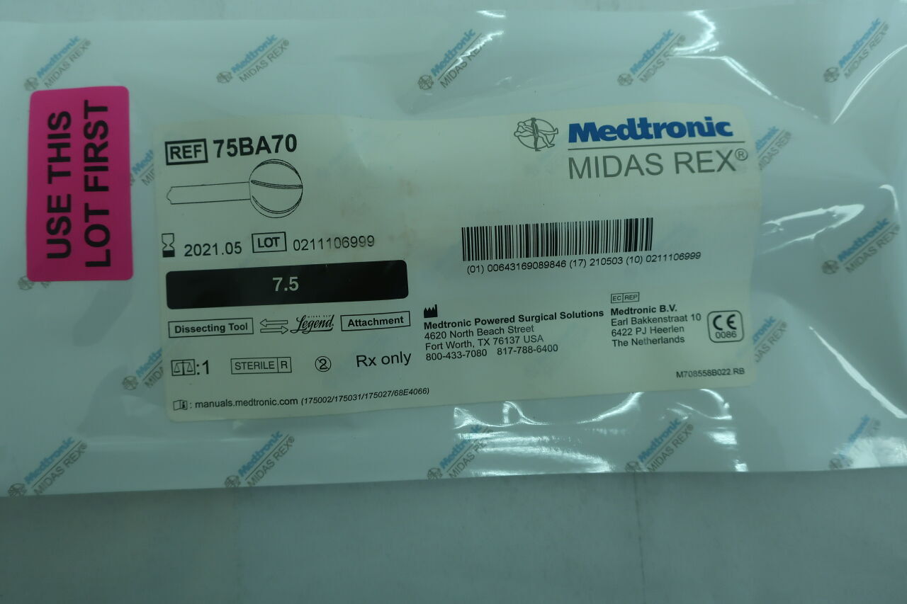 75ba70 - MEDTRONIC - Midas Rex Legend, Ball Fluted 7.5cm, 7mm, (EA) - ( Expiry Date: 2021-05-03 )