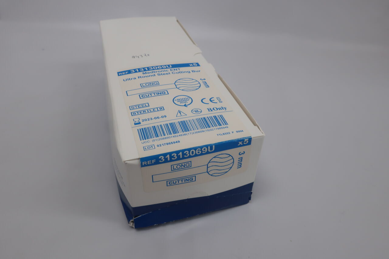 31313069U - MEDTRONIC - Medtronic Tool Steel Long Round Fluted Otologic Burr, 3 dia. x 72 mm Length, (BX/5) - ( Expiry Date: 2023-06-09 )