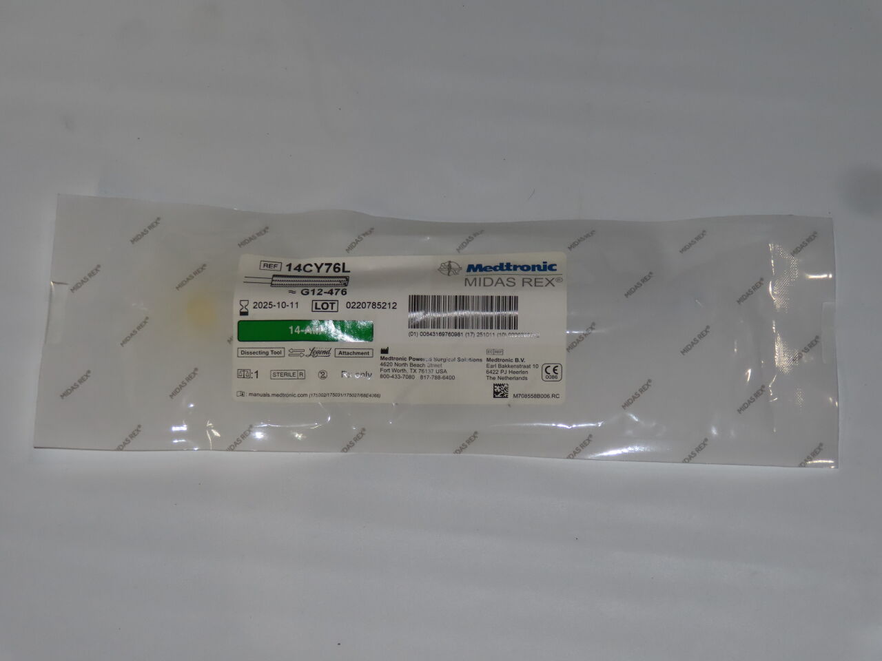 14CY76L - MEDTRONIC - Midas Rex Legend 14cm, 7.6mm Cylinder Long, () - ( Expiry Date: 2023-08-15 )