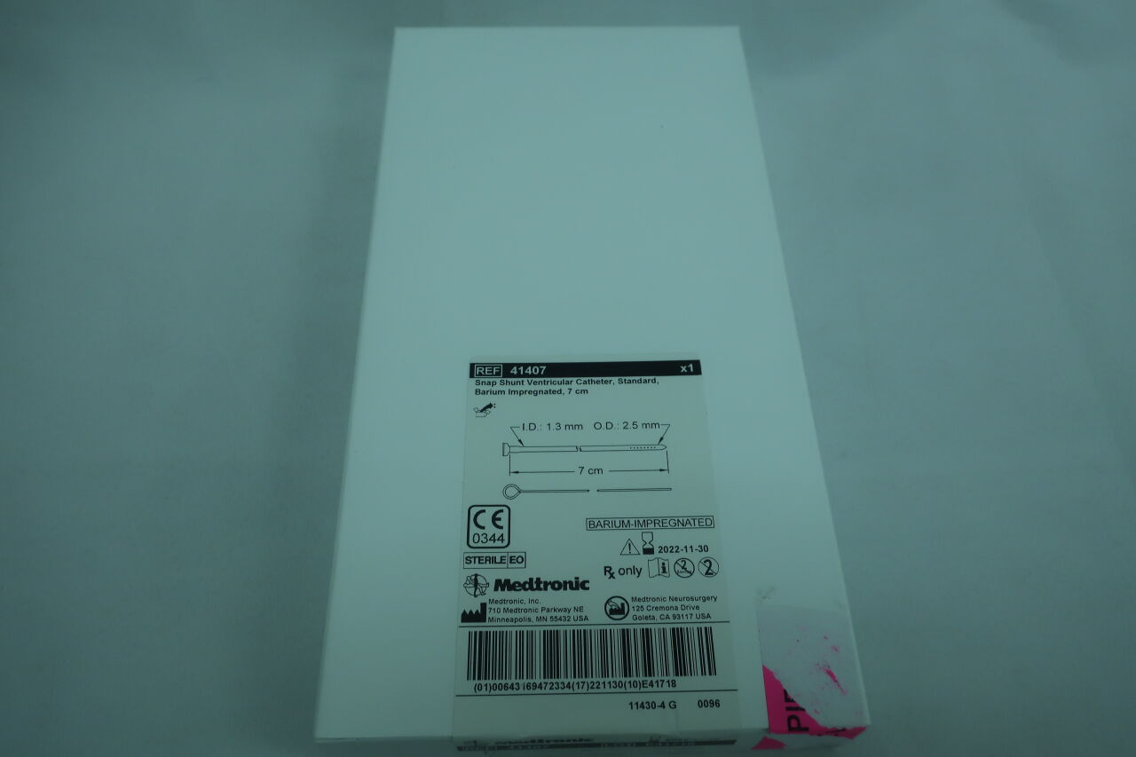 41407 - MEDTRONIC - CSF-Snap Shunt Ventricular Catheter, Standard, Barium 7cm, (BX/1) - ( Expiry Date: 2022-11-30 )