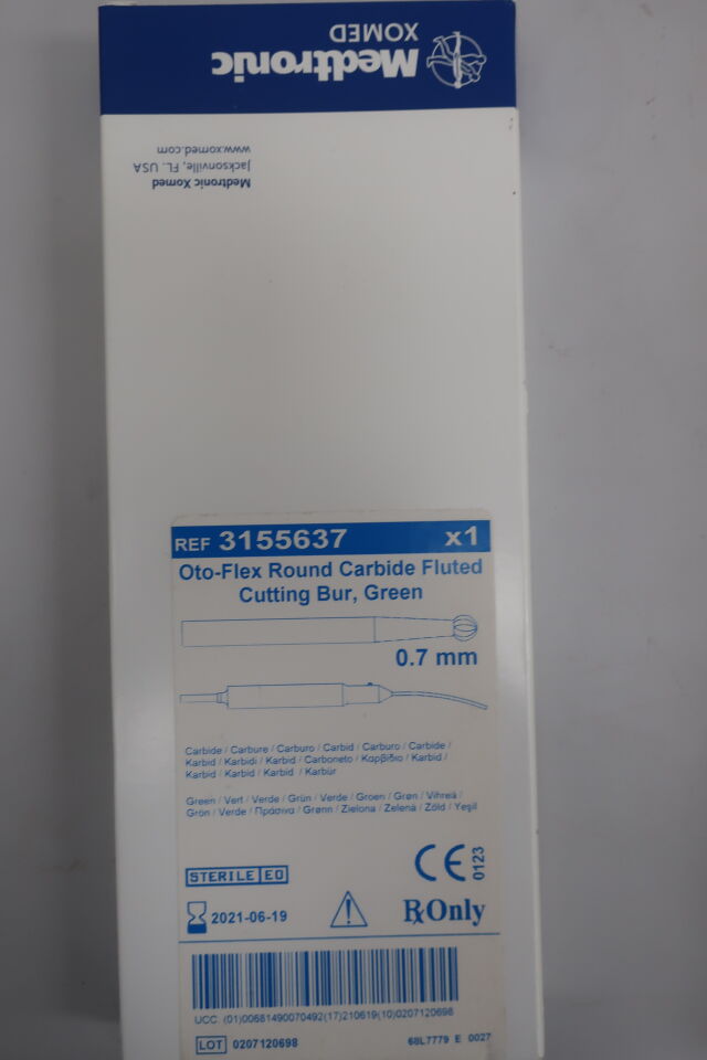 3155637 - MEDTRONIC - Skeeter Carbide Fluted Oto-Flex Burr, Green, 0.7 dia. x 98 mm Length, (BX/1) - ( Expiry Date: 2021-06-19 )