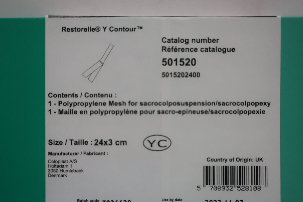 501520 - COLOPLAST - Restorelle Y Contour Mesh, 24 L x 3 cm W, (BX/1)