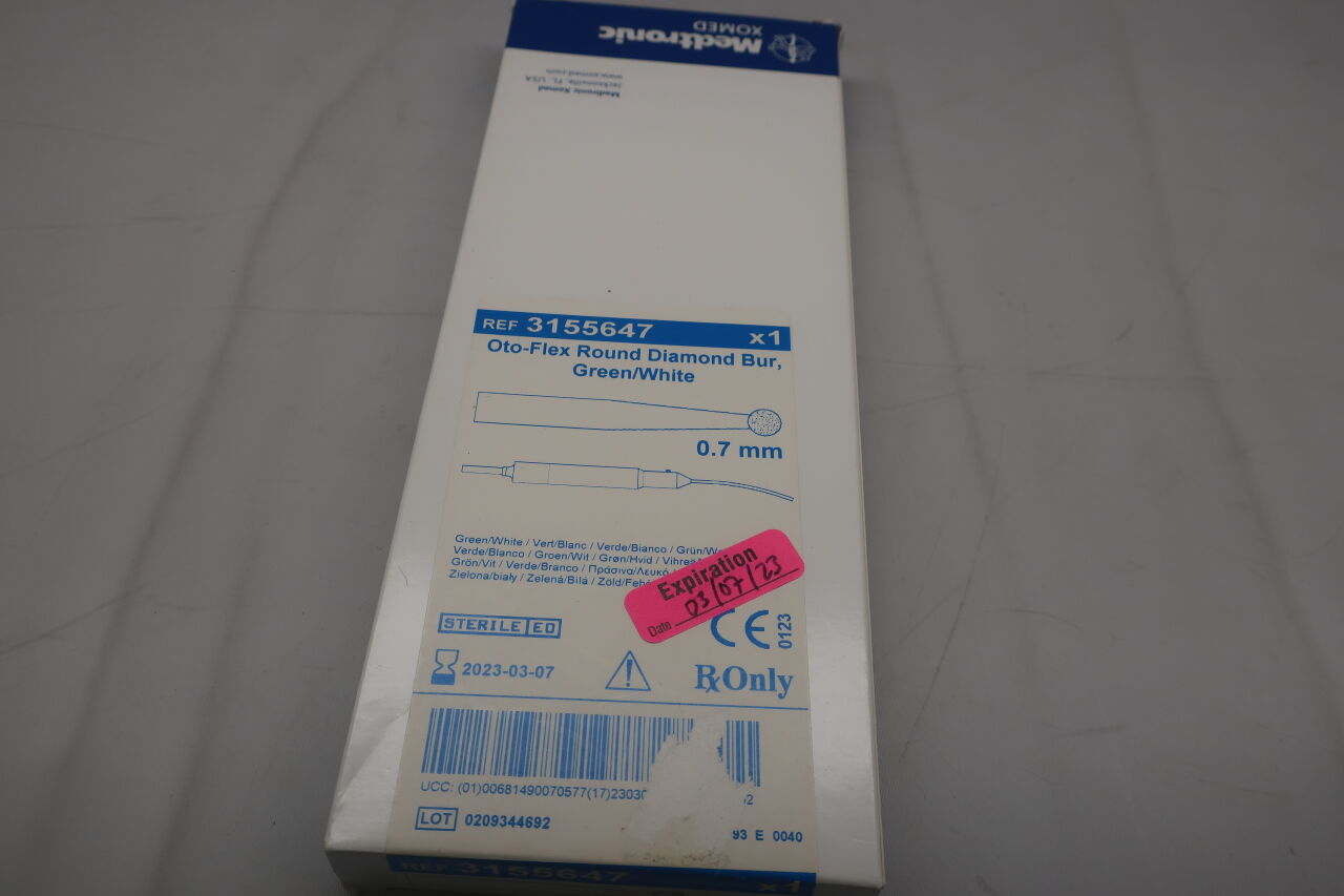 3155647 - MEDTRONIC - Skeeter Carbide Diamond Oto-Flex Burr, Green/White, 0.7 dia. x 98 mm Length, () - ( Expiry Date: 2021-09-29 )