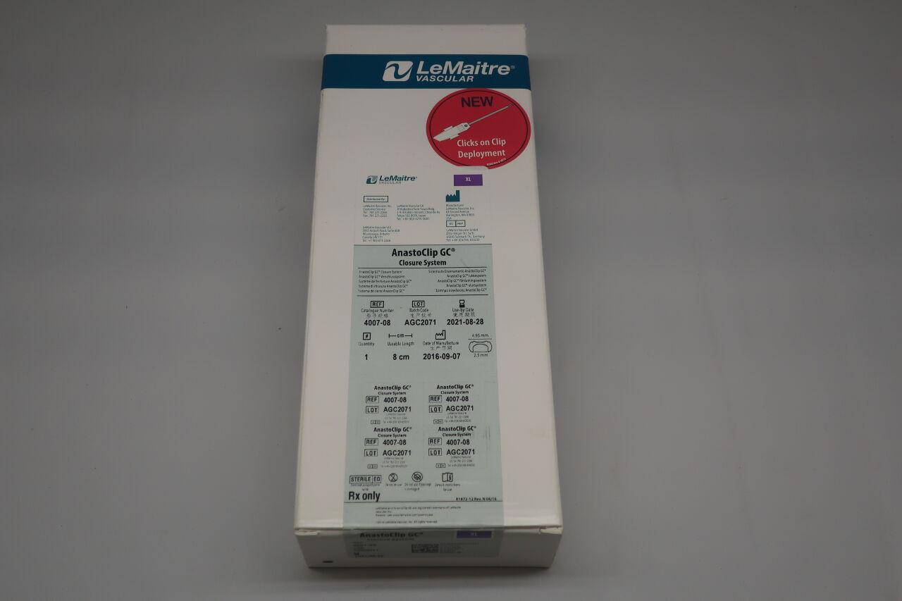 4007-08 - LEMAITRE - LeMaitre AnastoClip GC Vessel Closure System, Extra Large, (BX/1) - ( Expiry Date: 2021-08-28 )