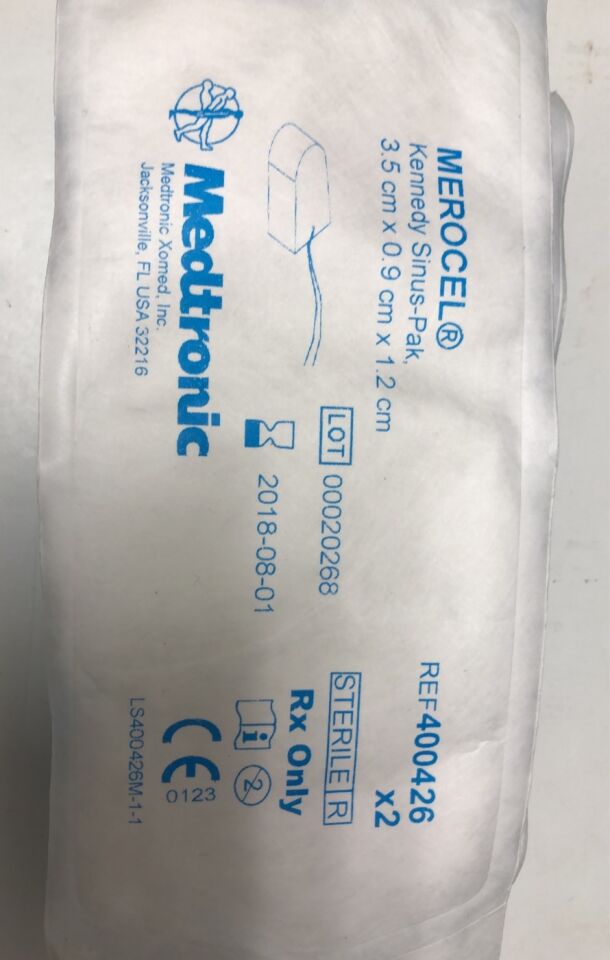 400426 - MEDTRONIC - Merocel Kennedy Sinus-Pak with String, Slim-Profile, 2.5 L x 1.2 W x 2 cm H, (EA) - ( Expiry Date: 2022-07-28 )