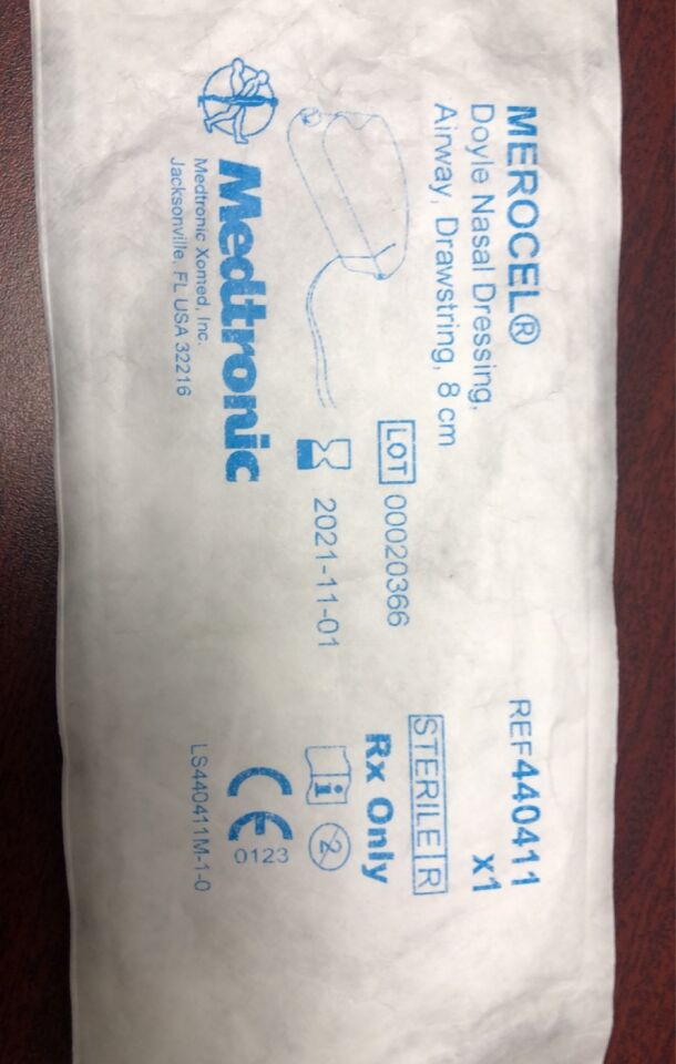 440411 - MEDTRONIC - Merocel Doyle Nasal Packing with String Airway, 8 L x 3 cm H, (EA) - ( Expiry Date: 2022-01-01 )