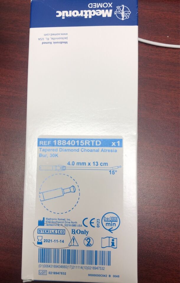 1884015RTD - MEDTRONIC - 30K Tapered Diamond Choanal Atresia Burr, 4 mm dia. x 13 cm Length, 15° Angle, (EA) - ( Expiry Date: 2022-08-21 )