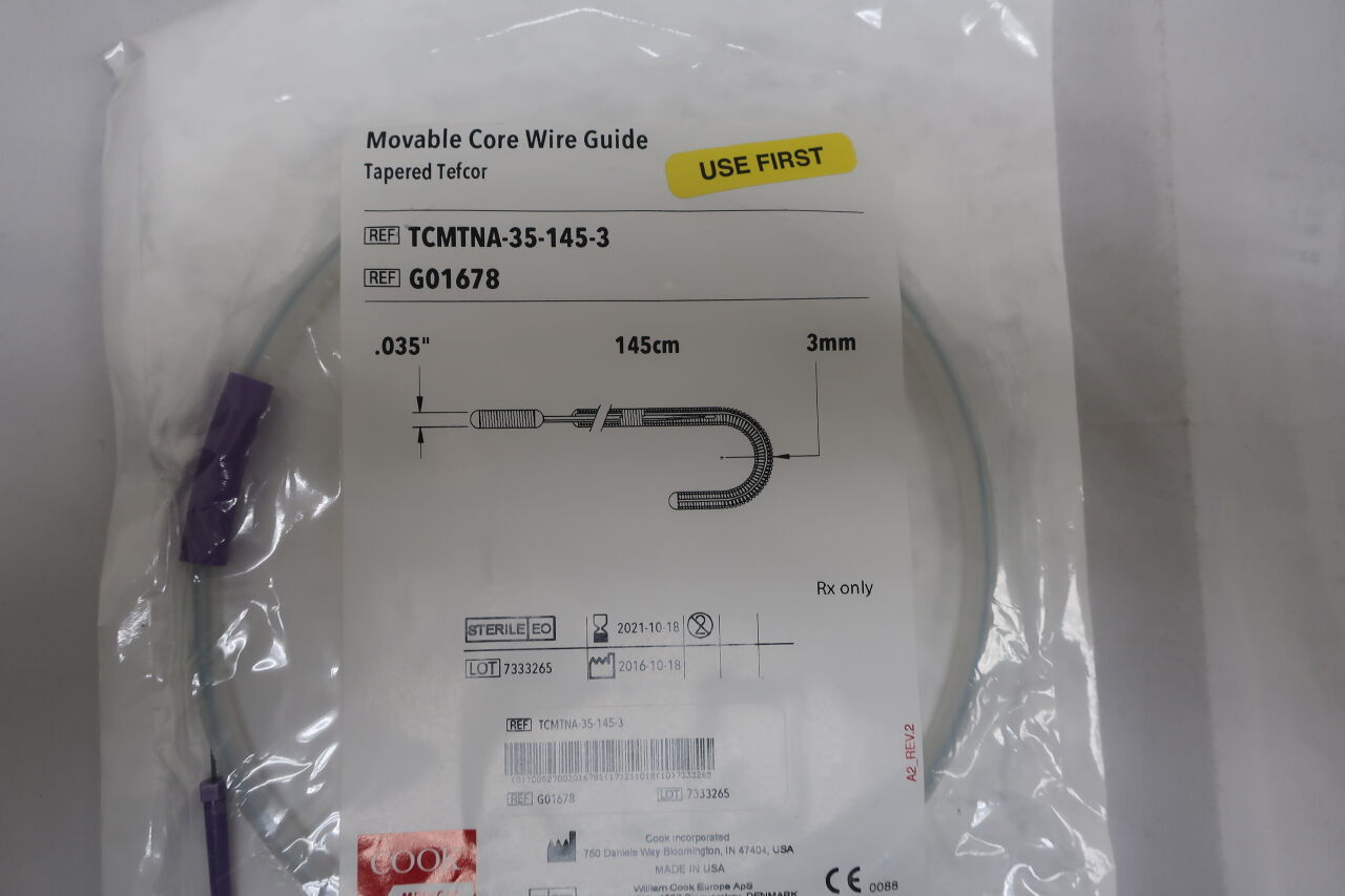 G01678 - COOK - Movable Core Wire Guide, Tapered Tefcor: 0.035" x 145cm, (EA) - ( Expiry Date: 2021-10-18 )