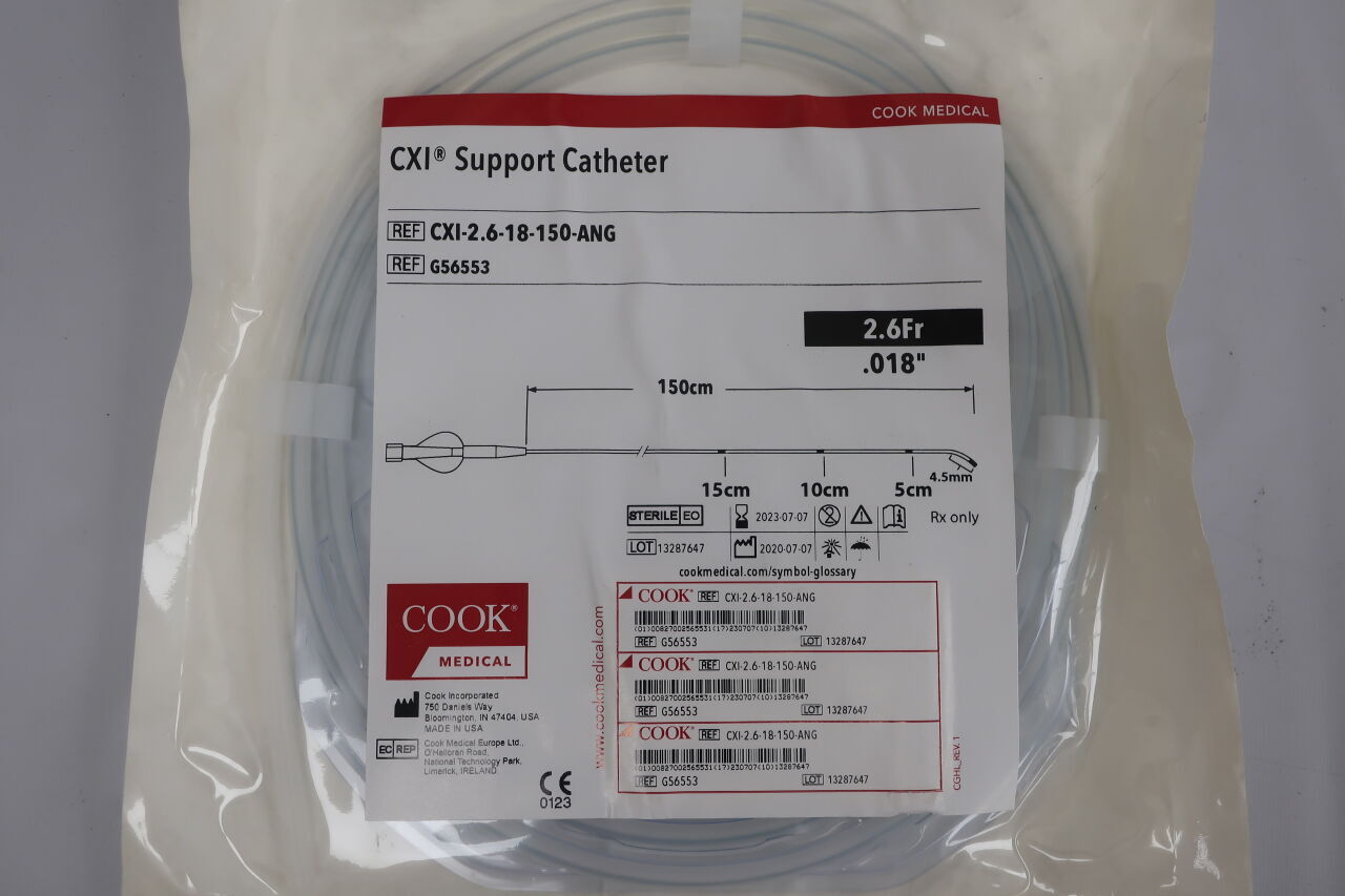 G56553 - COOK - CXI Support Catheter - CXI-2.6-18-150-ANG - 2.6Fr x .018" x 150cm, (EA) - ( Expiry Date: 2023-05-07 )