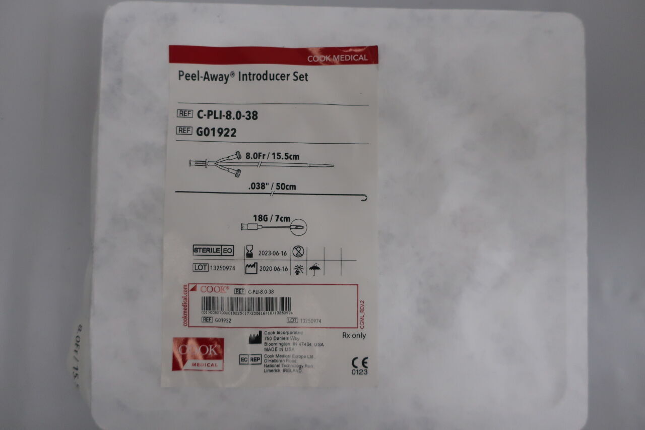 G01922 - COOK - Peel-Away Introducer Sheath Set 8F x 15.5cm, 0.038, (EA) - ( Expiry Date: 2023-06-16 )