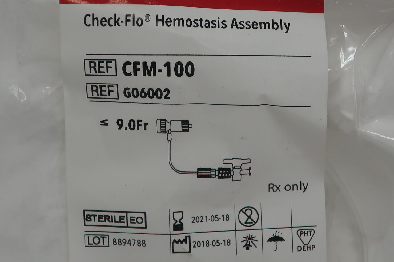 G06002 - COOK - Check-Flo Hemostasis Assembly - CFM-100 - 9Fr, () - ( Expiry Date: 2021-05-18 )