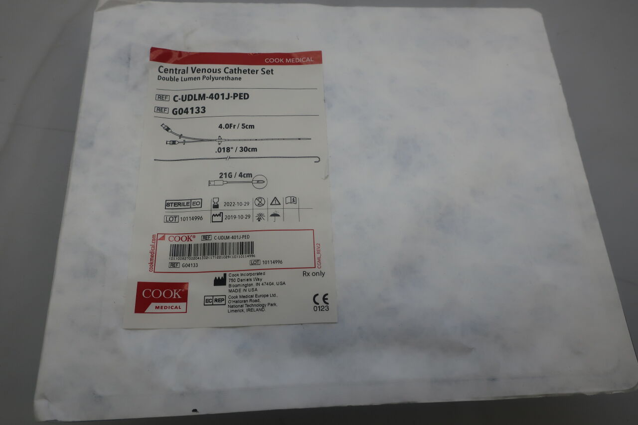 G04133 - COOK - Central Venous Catheter Set, 4 Fr Size, 5 cm Length, (EA) - ( Expiry Date: 2022-10-29 )
