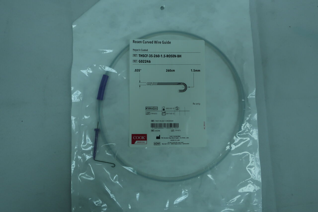 G02246 - COOK - Rosen Wire Guide with Heparin Coating, 0.025 in. dia. x 260 cm Length, (EA) - ( Expiry Date: 2021-05-26 )
