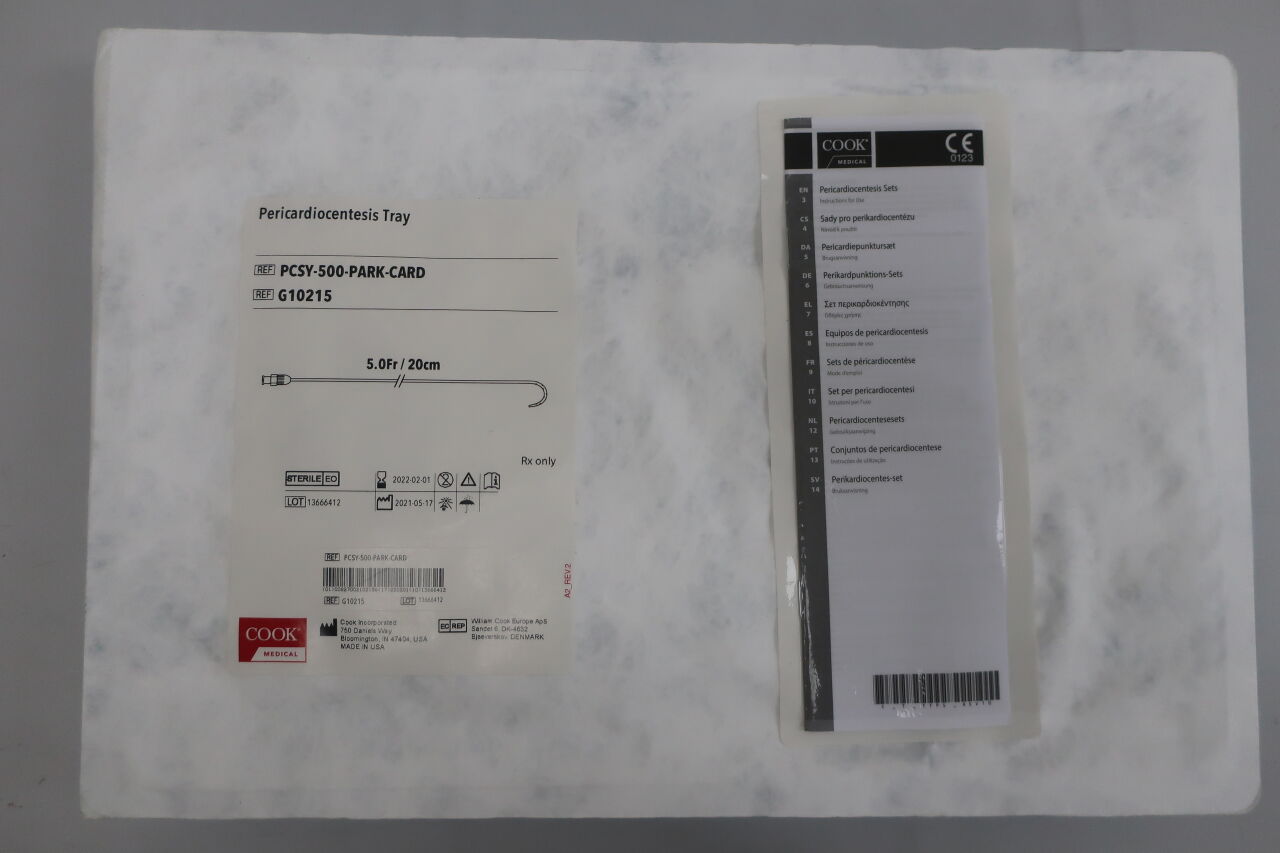 G10215 - COOK - Pericardiocentesis Tray - PCSY-500-PARK-CARD - 5.0Fr x 20cm, (EA) - ( Expiry Date: 2022-02-01 )