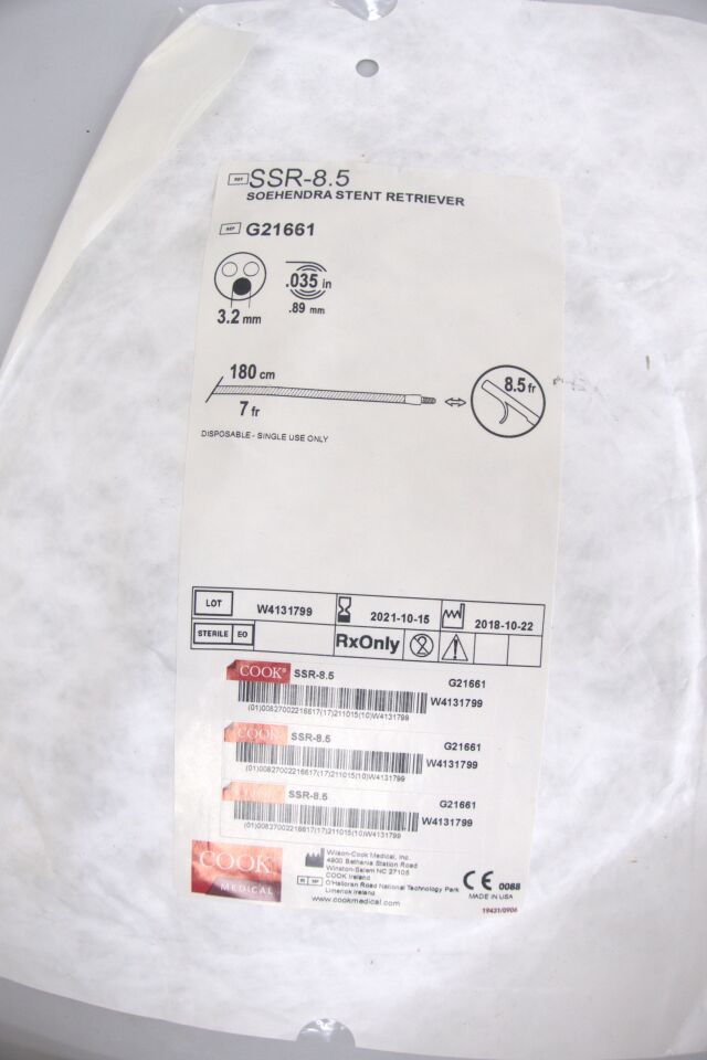 G21661 - COOK - Soehendra Stent Retriever 8.5F x 180cm x 0.035", (EA) - ( Expiry Date: 2021-10-15 )