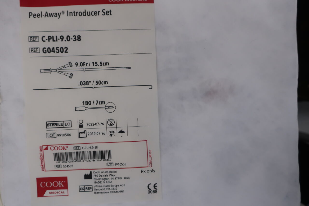 G04502 - COOK - Peel-Away Introducer Set - C-PLI-9.0-38 - 9Fr x 15.5cm, () - ( Expiry Date: 2022-07-26 )
