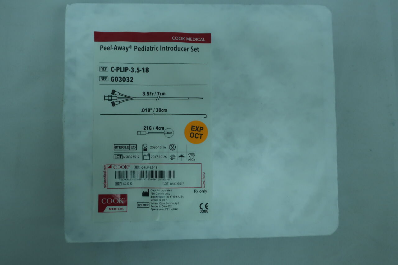 G03032 - COOK - peel-away introducer sheath set, pediatric 3.5f x 7cm, 0.018", (EA) - ( Expiry Date: 2023-08-12 )
