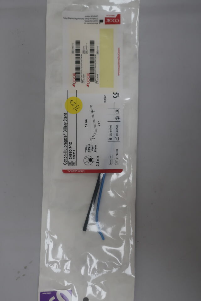 G22213 - COOK - cotton-huibregtse biliary stent only 7f x 12cm, (EA) - ( Expiry Date: 2023-07-02 )