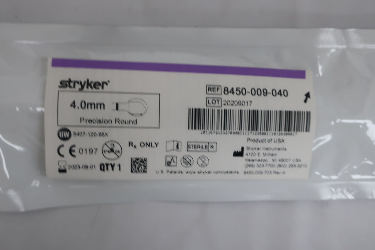8450009040 - STRYKER - Precision Round Surgical Bur, 4 mm x 13 cm, (EA) - ( Expiry Date: 2022-05-01 )
