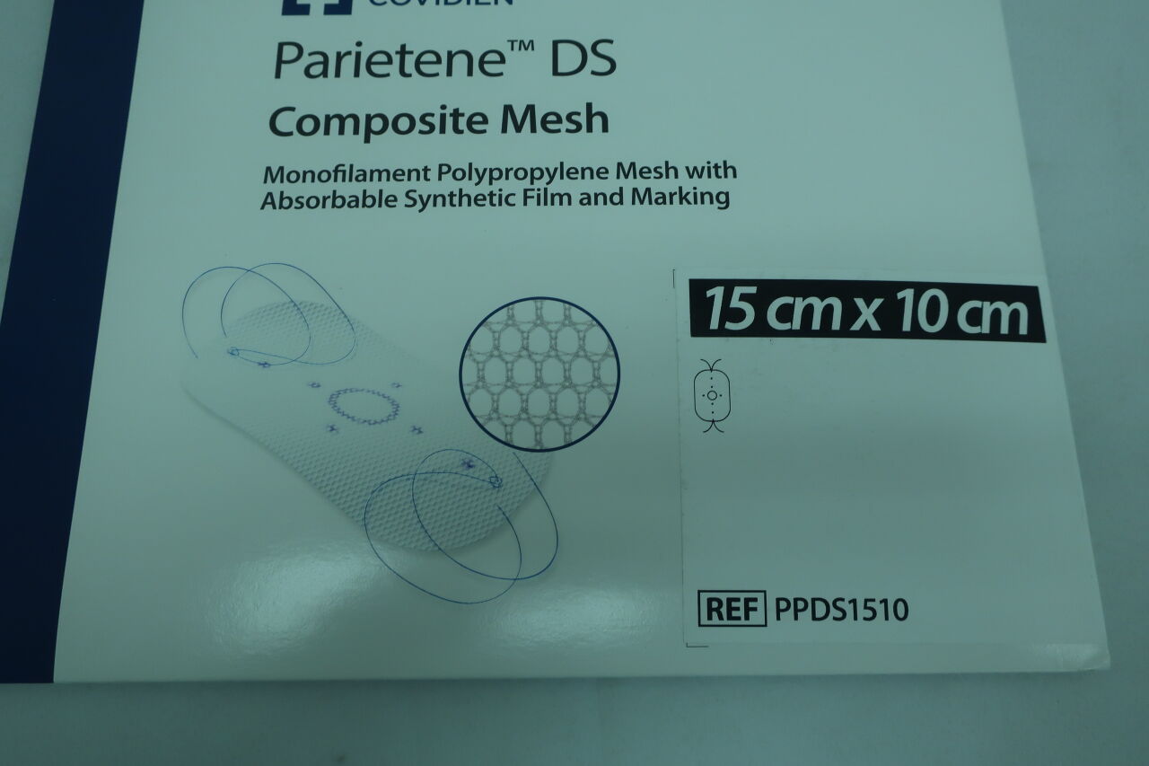 PPDS1510 - COVIDIEN - Parietene DS Polypropylene Composite Mesh, 15 L x 10 cm W, White, (BX/1) - ( Expiry Date: 2023-01-31 )