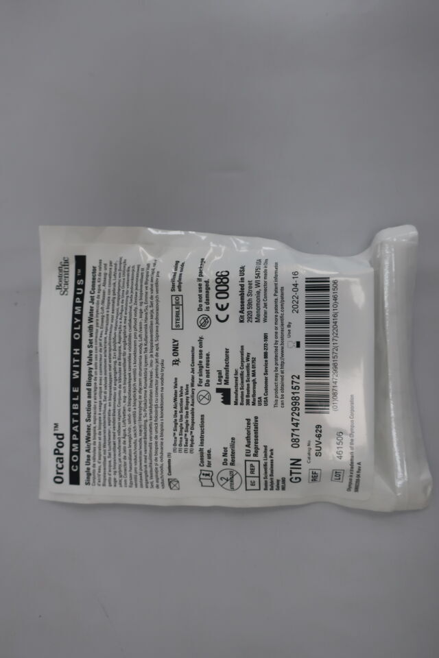 SUV-629 - BOSTON SCIENTIFIC - Single Use Air/Water, Suction and Biopsy Valve Set with Water Jet Connector -, (EA) - ( Expiry Date: 2022-04-16 )