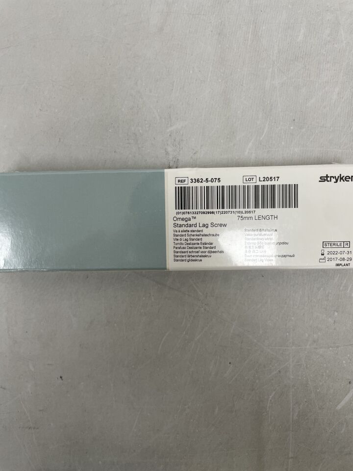 3362-5-075 - STRYKER - Omega + Plus Standard Lag Screw 13mm x 75mm, (BX/1) - ( Expiry Date: 2020-07-31 )