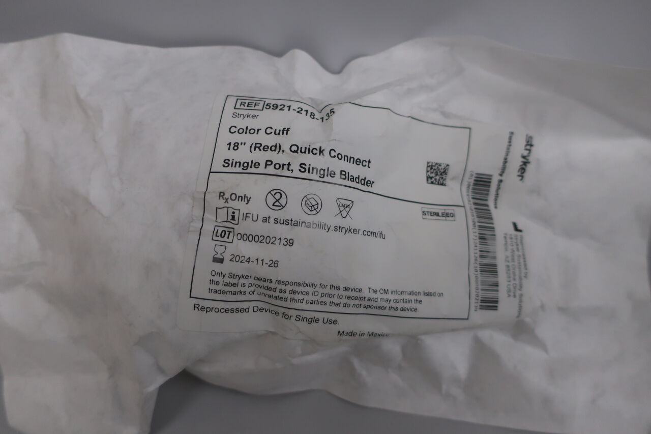 5921-218-135 - STRYKER - Color Cuff Tourniquet Single Bladder, Single Port, Quick 1, (CS/10) - ( Expiry Date: 2021-11-09 )