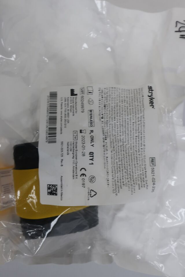 5921-024-235 - STRYKER - Color Cuff Sterile Disposable Tourniquet, 24 x 4 in., Yellow, Single Bladder, Dual Port, (EA) - ( Expiry Date: 2021-09-26 )
