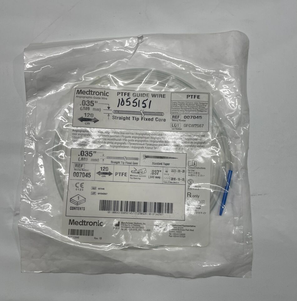 7045 - MEDTRONIC - ptfe guide wire, fixed core 0.035" x 120cm, straight, (EA) - ( Expiry Date: 2023-09-28 )