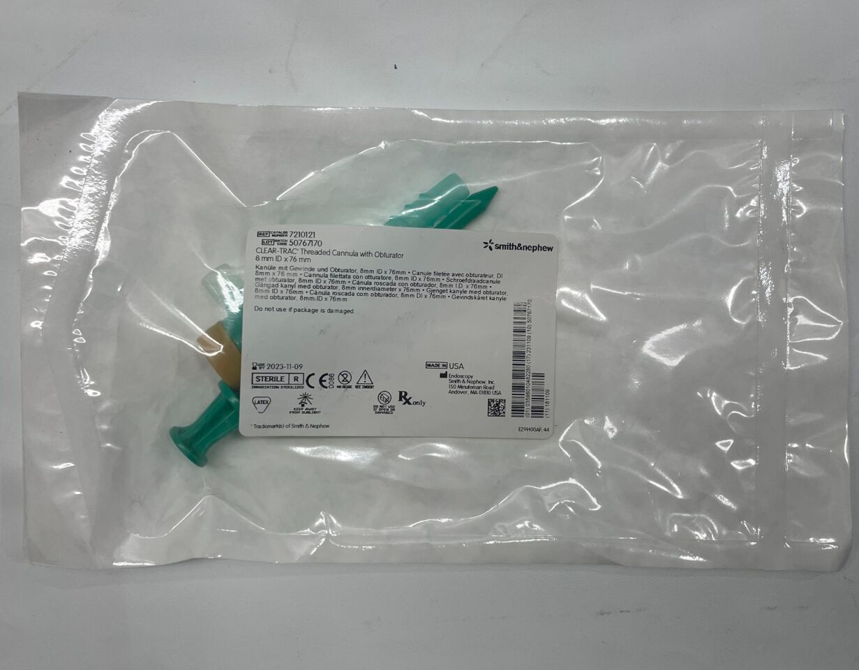 7210121 - SMITH & NEPHEW - Clear-Trac Threaded Cannula with Obturator 8mm x 76mm (with Latex)
, () - ( Expiry Date: 2023-11-09 )
