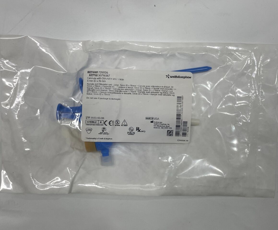 7210126 - SMITH & NEPHEW - cannula with obturator & trocar 5mm id x 76mm, (EA) - ( Expiry Date: 2023-03-08 )
