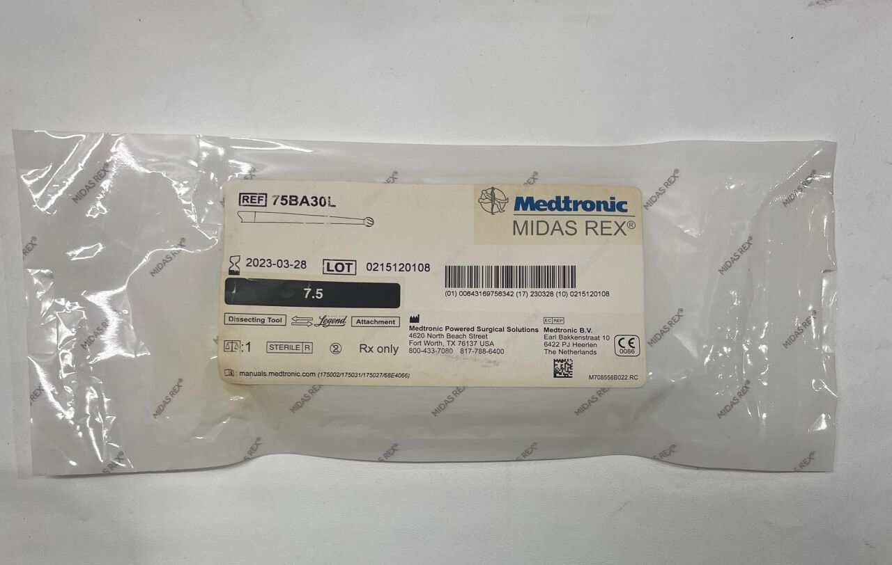 75BA30L - MEDTRONIC - midas rex legend, ball fluted long 7.5cm, 3mm, (EA) - ( Expiry Date: 2023-03-28 )