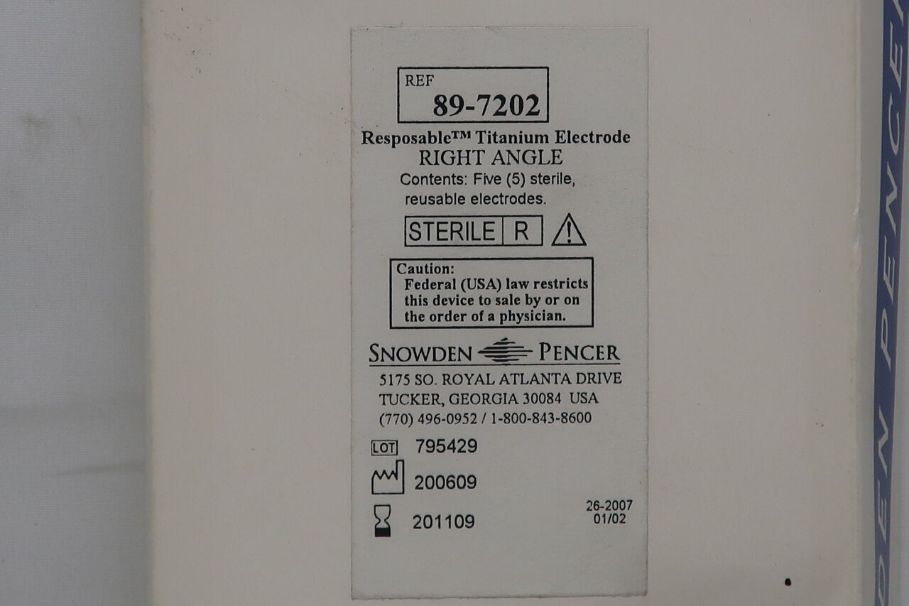 89-7202 - SNOWDEN-PENCER - MIS Reposable Ti Endo-Right Angle Suction Electrode, (EA) - ( Expiry Date: 2011-09-01 )