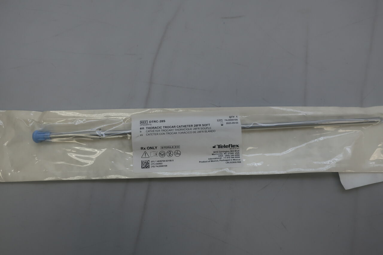 DTRC-28S - TELEFLEX - Pleur-evac Thoracic Catheter, 28 Fr OD, () - ( Expiry Date: 2023-09-03 )