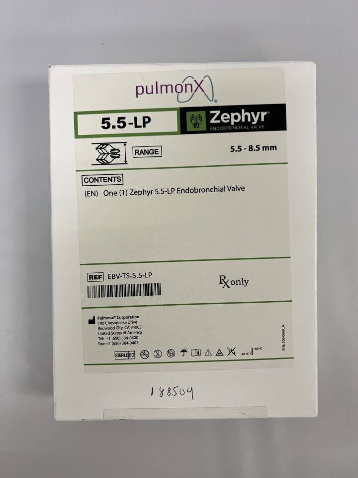 EBV-TS-5.5-LP - PULMONX - Zephyr EndoBronchial Valve 5.5mm-8.5mm (5.5-LP), (BX/1) - ( Expiry Date: 2023-03-16 )