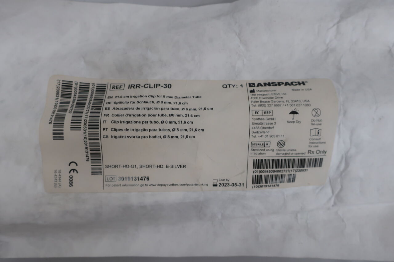 IRR-CLIP-30 - ANSPACH - Irrigation Clip for 8mm Diameter Tube, (EA) - ( Expiry Date: 2023-02-19 )