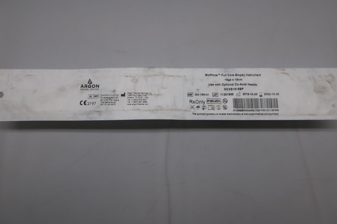 360-1580-01 - ARGON - BioPince Full Core Biopsy Instrument - 18ga x 15cm, (EA) - ( Expiry Date: 2022-02-10 )