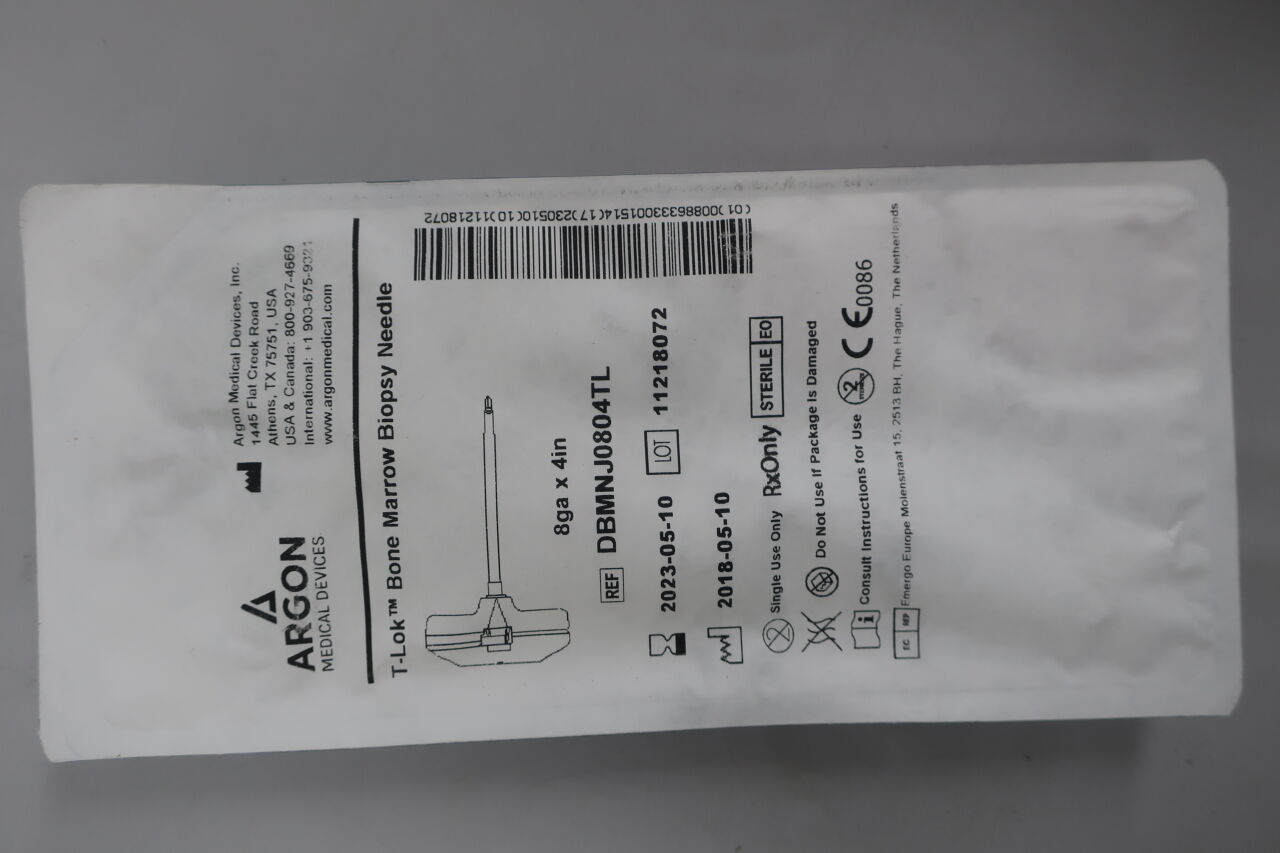 DBMNJ0804TL - ARGON - T-Lok Bone Marrow Biopsy Needle 8G x 4" w/Extraction Cannula, (EA) - ( Expiry Date: 2023-05-10 )