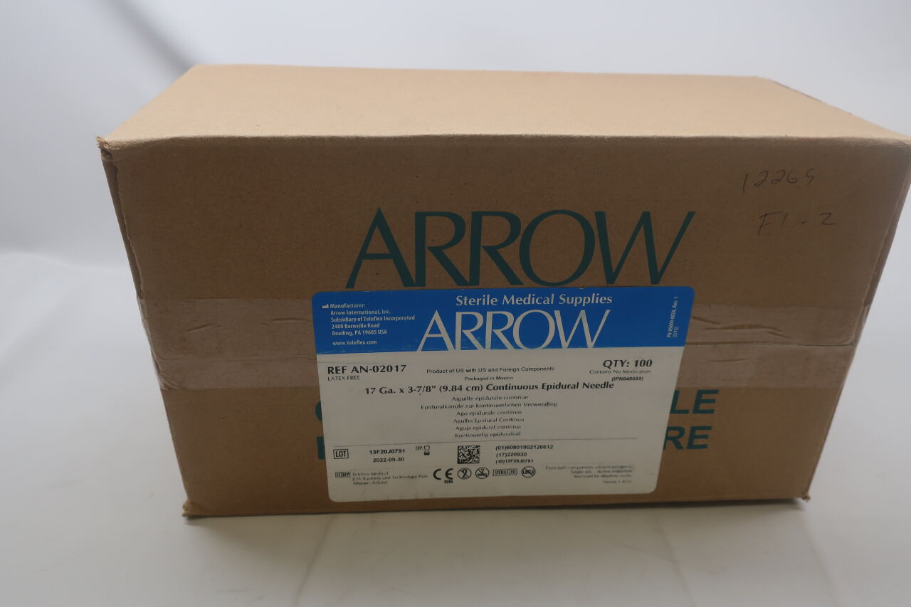 AN-02017 - TELEFLEX - Arrow Continuous Epidural Needle, 17G x 3-7/8" Latex-Free, (CS/100) - ( Expiry Date: 2022-09-30 )