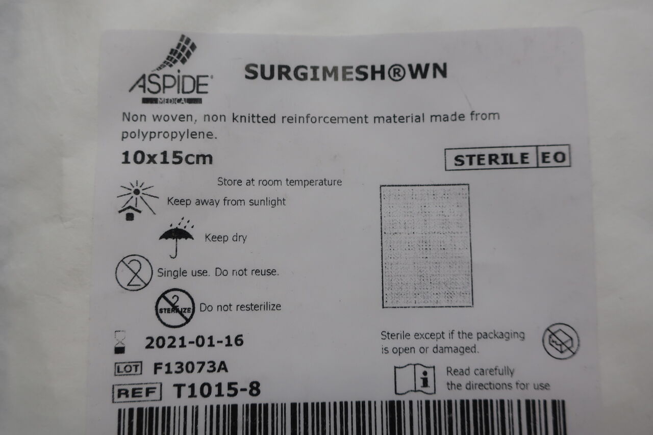 T1015-8 - ASPIDE MEDICAL - surgimesh wn, ventral and general use, 4" x 6", (EA) - ( Expiry Date: 2021-01-16 )