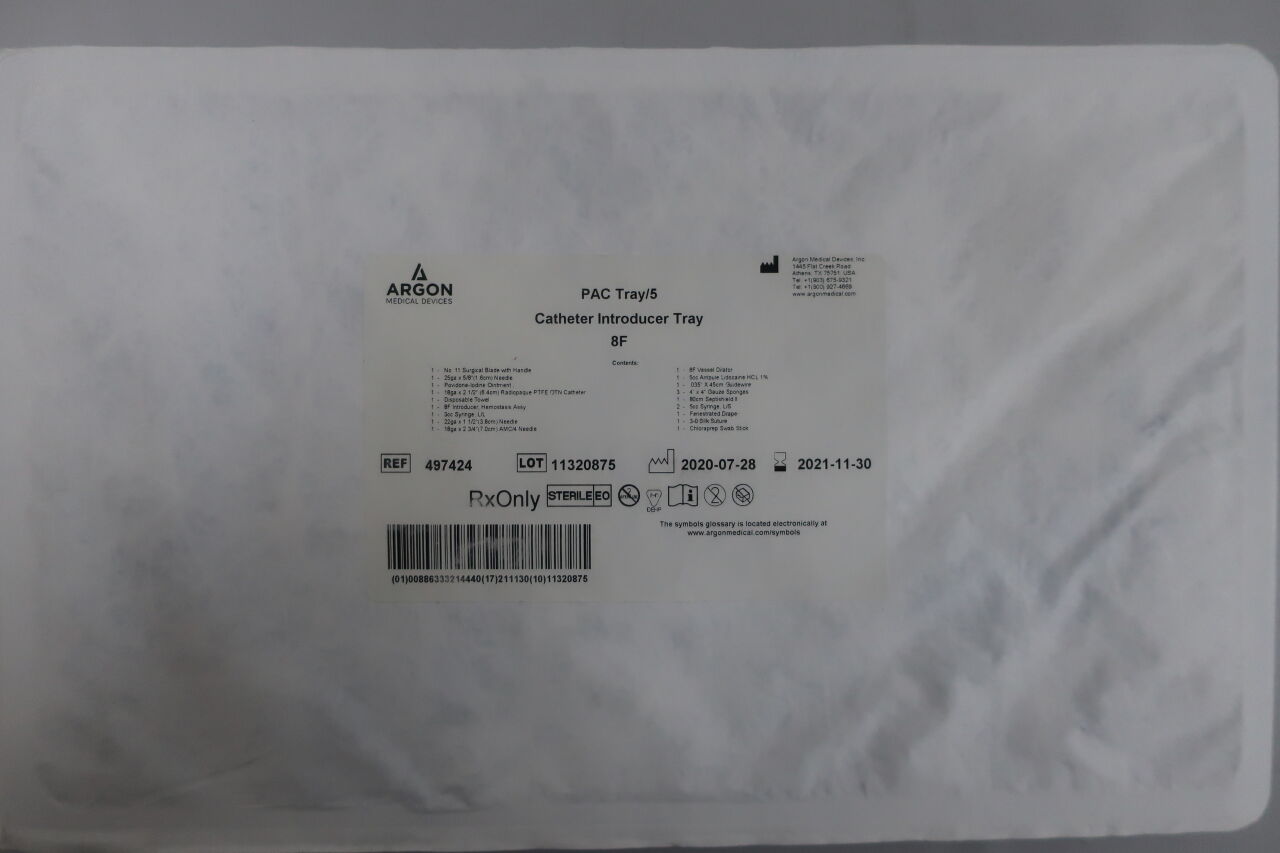 497424 - ARGON - PAC Tray/5 Catheter Introducer Tray, 8F, () - ( Expiry Date: 2021-11-30 )